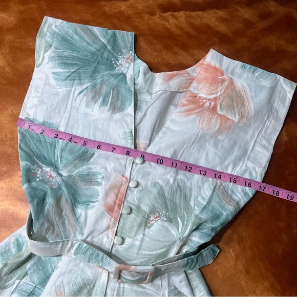 Vintage Pastel Floral Watercolor Shirt Waist belted dress size 3 Jodi Michaels - Picture 13 of 14